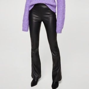Mango Leather Flare Pants
